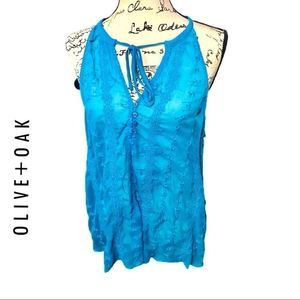 Olive & Oak teal tank top sheer fabric